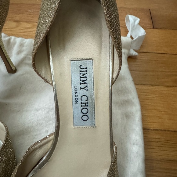 Jimmy Choo Gold Sparkle Heels - Picture 4 of 6